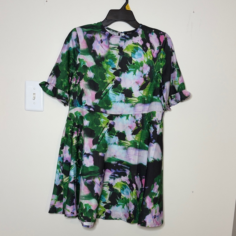 Nasty Gal Multicolor Floral Brushstroke Mini Dress